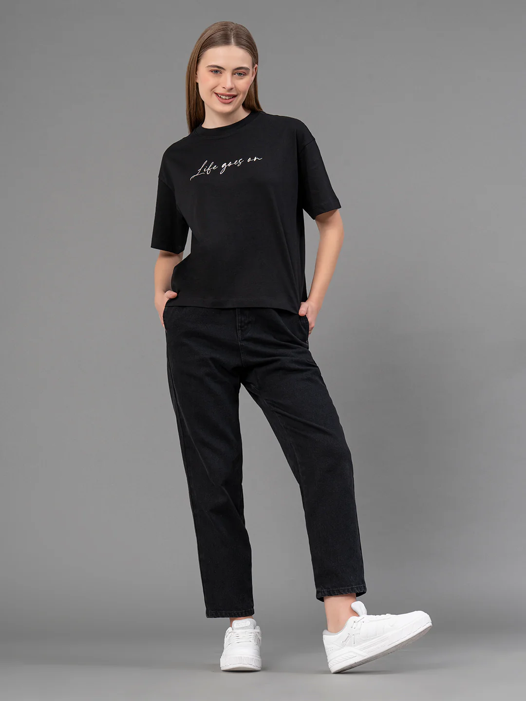 Black Paperbag Jeans for Women - Image 5