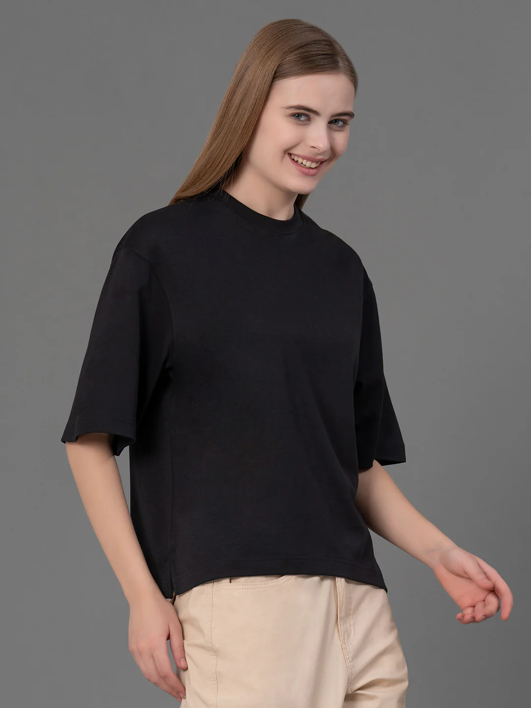 Black Oversized T-Shirt for Women - Image 2