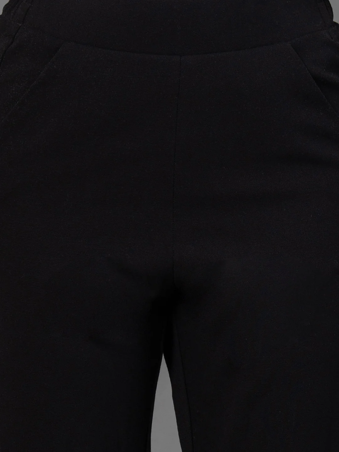 Solid Black Trousers for Women - Image 4
