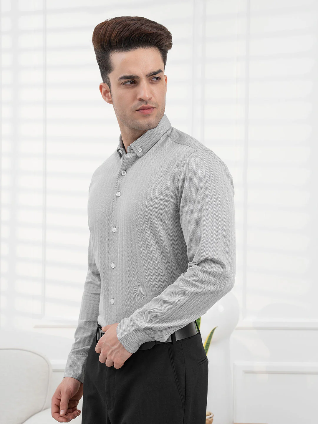Black Striped Shirt Men | Daily Formal Wear - Image 3