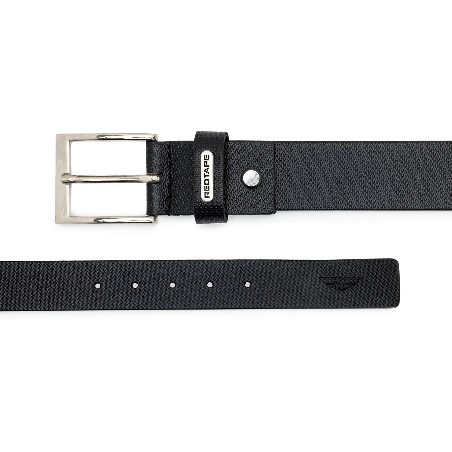 Black Textured Leather Belt for Men | Classic and Durable - Image 4