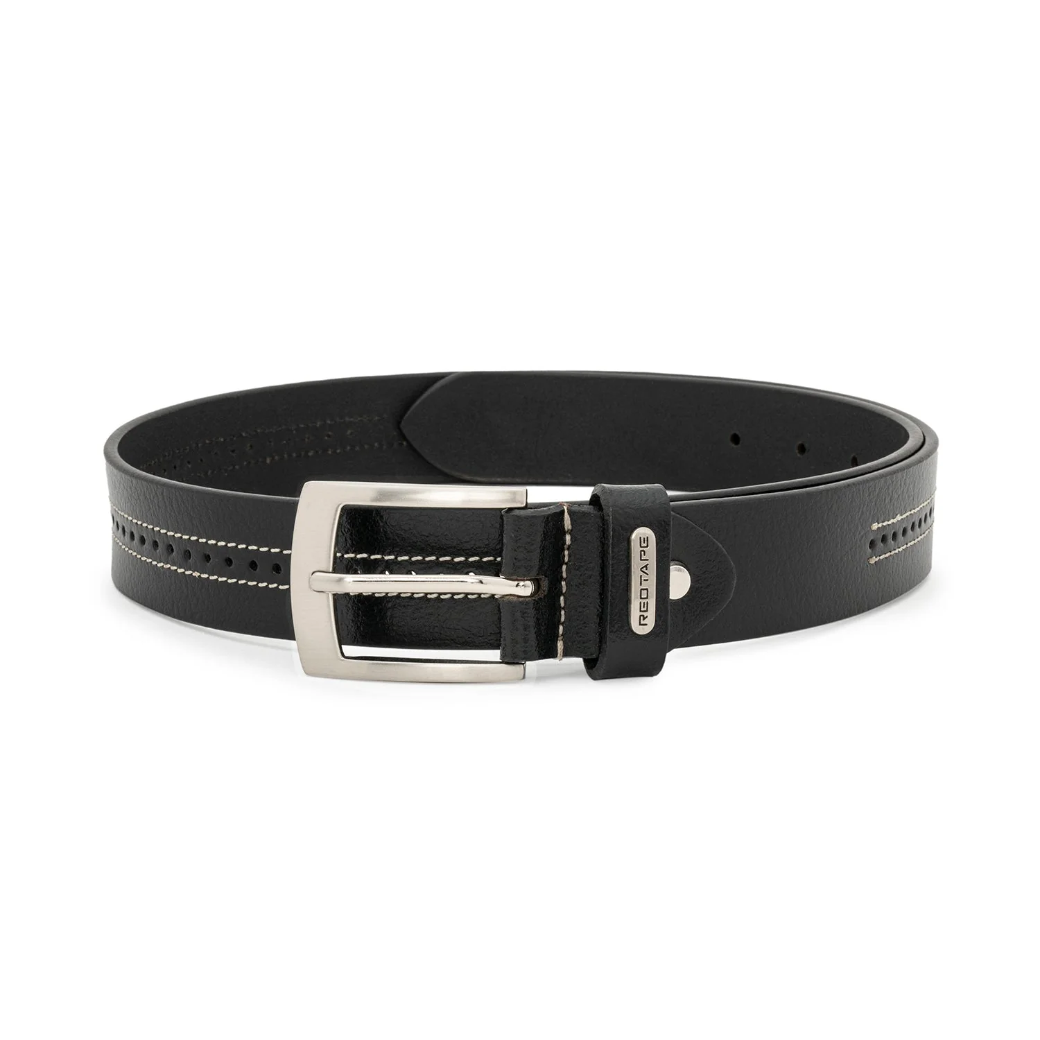 Black Textured Leather Belt for Men | Classic and Durable - Image 3