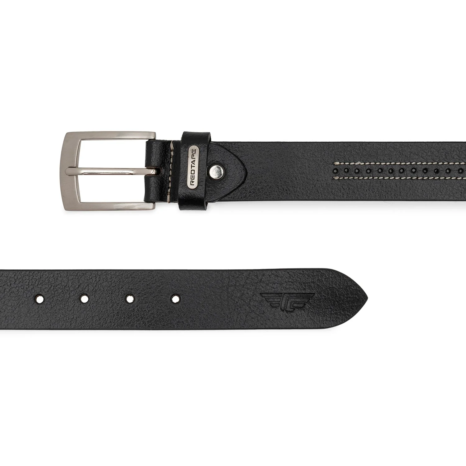 Black Textured Leather Belt for Men | Classic and Durable - Image 4