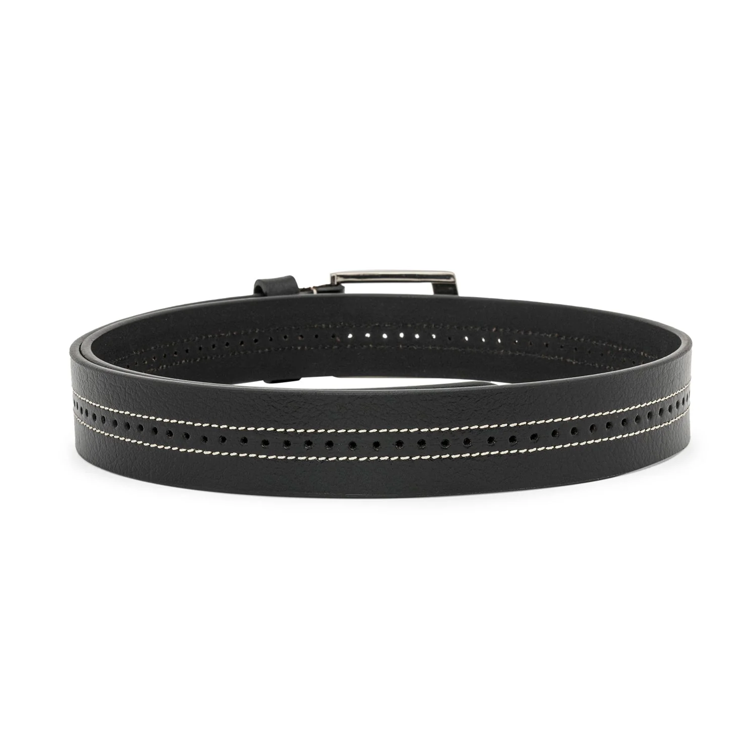 Black Textured Leather Belt for Men | Classic and Durable - Image 5