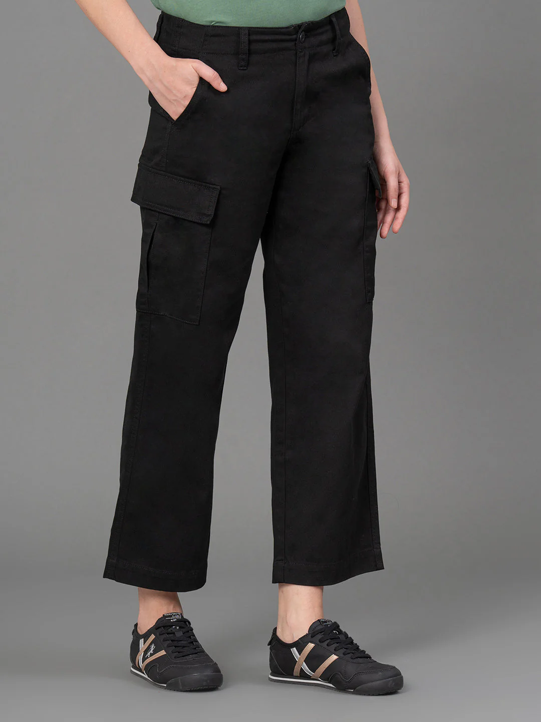 Black Wide Leg Cargo for Women - Image 2
