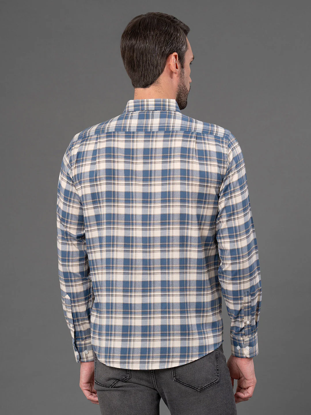 Blue Checked Shirt for Men - Image 3