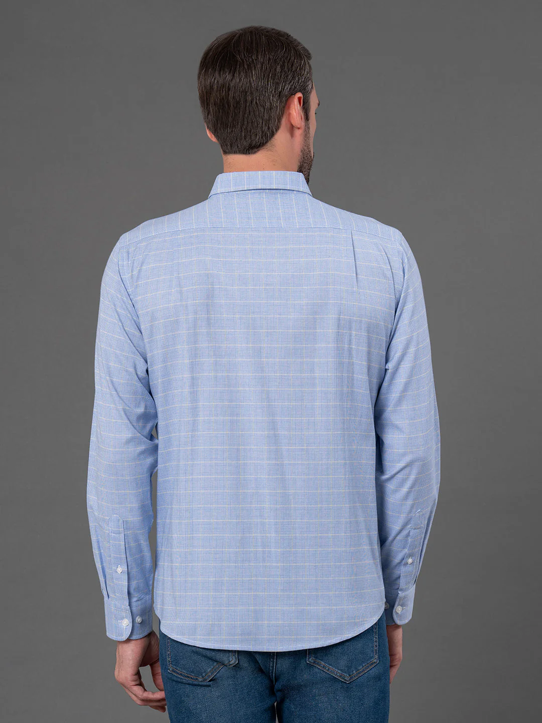 Blue Checked Shirt for Men - Image 3