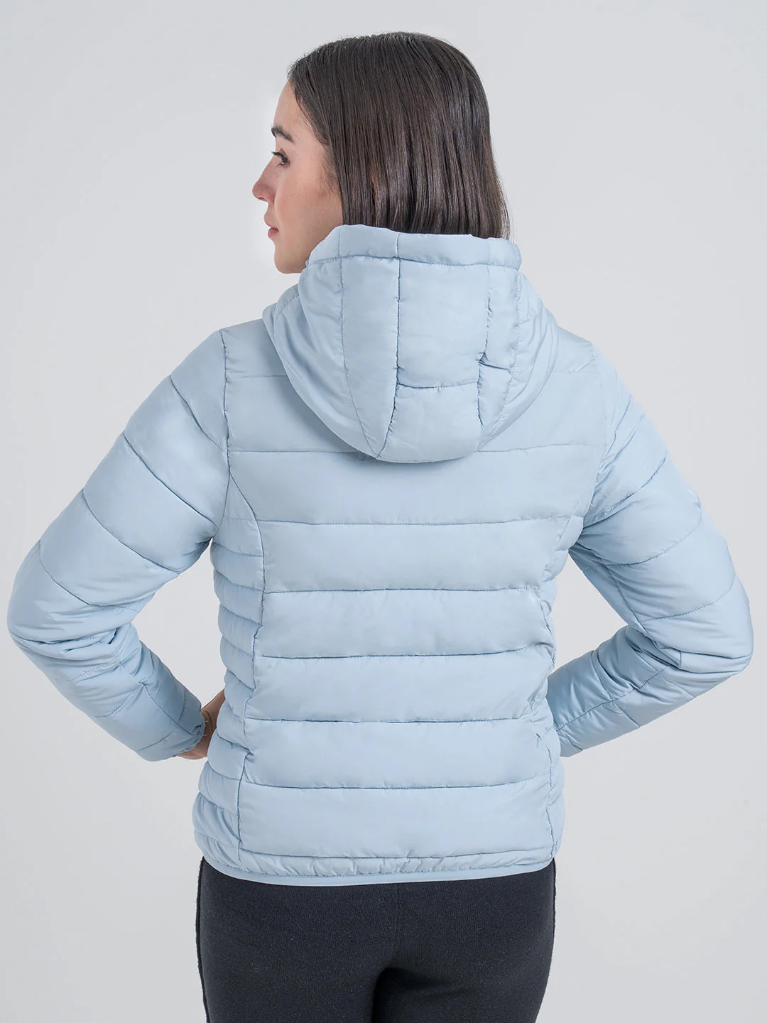 Blue Hooded Puffer Jacket for Women | Stylish Winter Warmth - Image 4