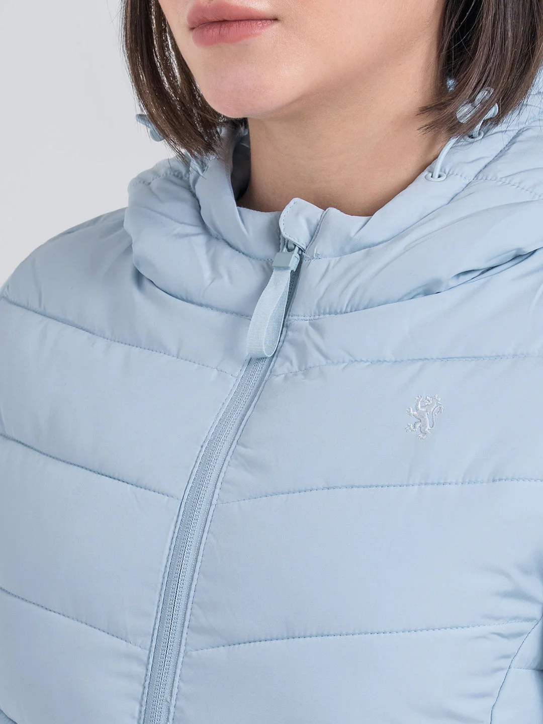 Blue Hooded Puffer Jacket for Women | Stylish Winter Warmth - Image 5