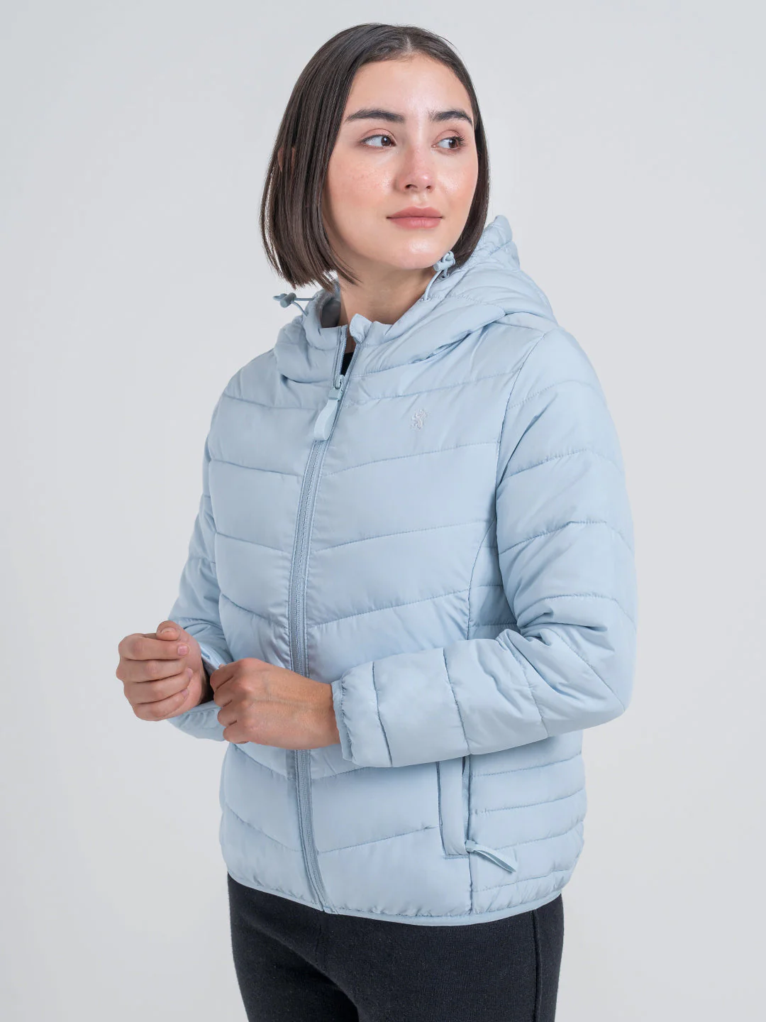 Blue Hooded Puffer Jacket for Women | Stylish Winter Warmth - Image 6