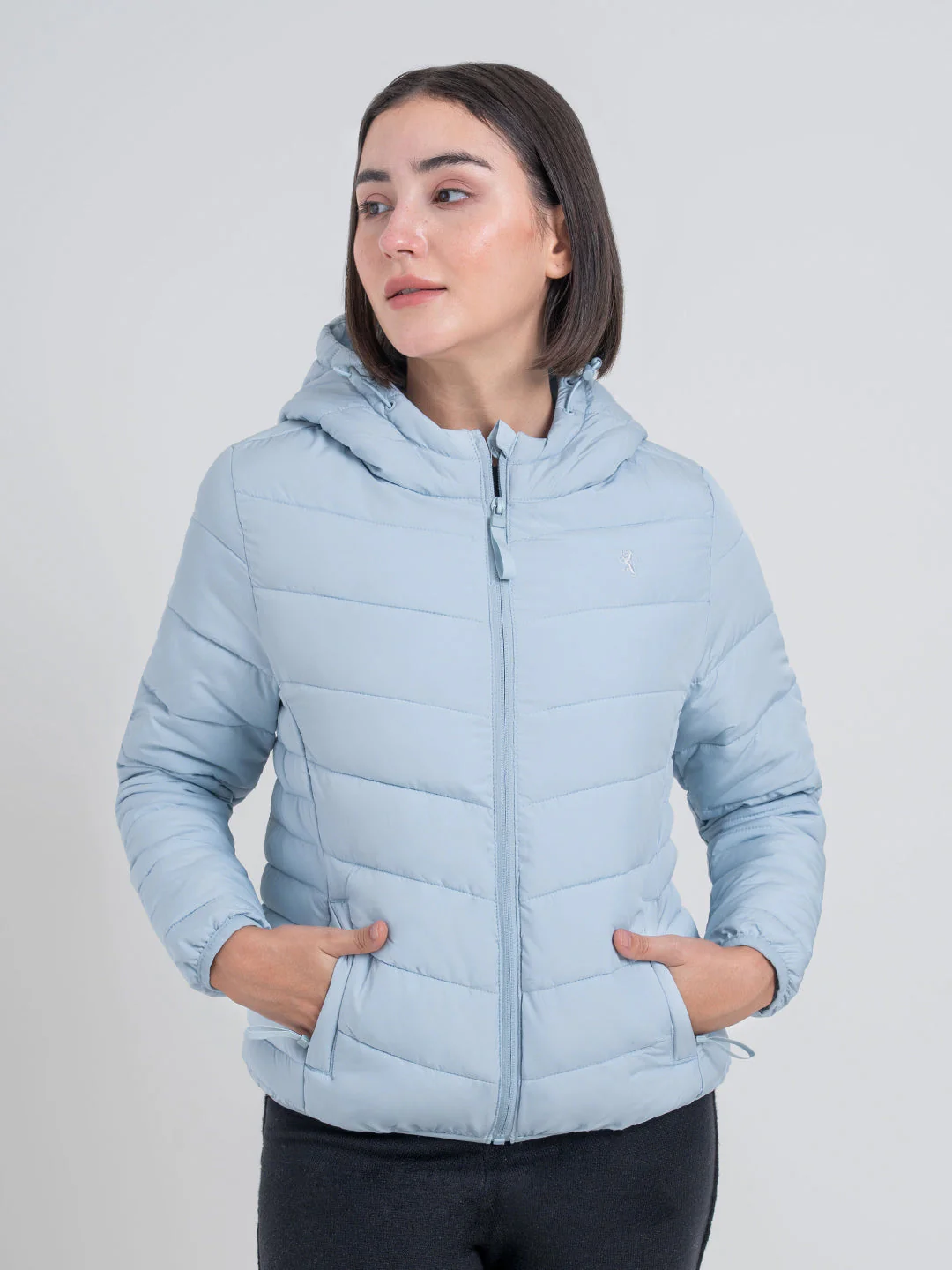 Blue Hooded Puffer Jacket for Women | Stylish Winter Warmth - Image 7
