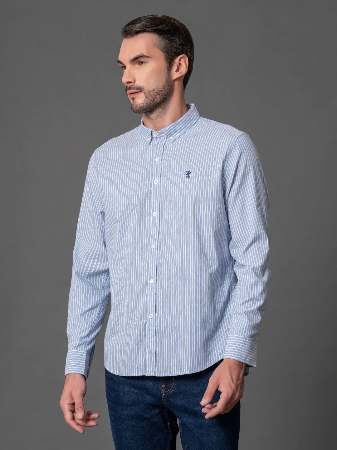 Blue Striped Shirt for Men - Image 2