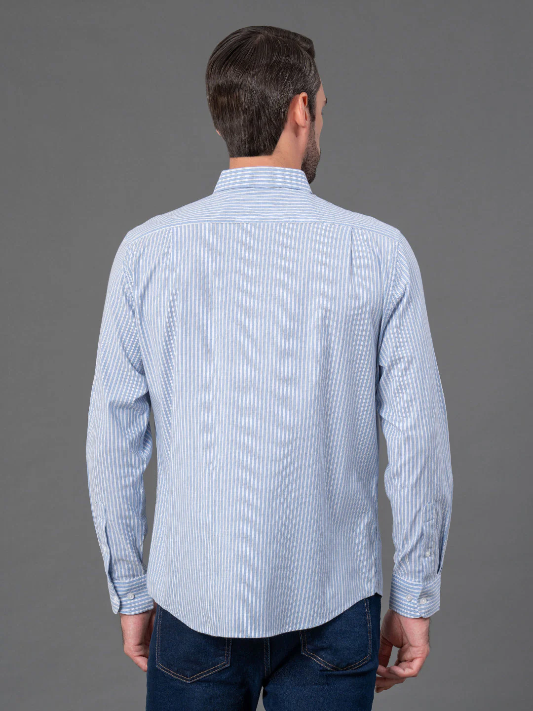 Blue Striped Shirt for Men - Image 3