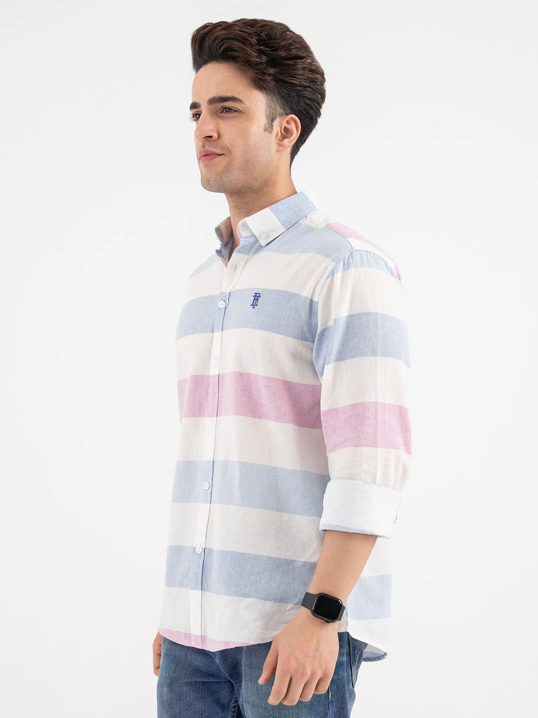 Red Tape Blue Striped Shirt for Men - Image 2