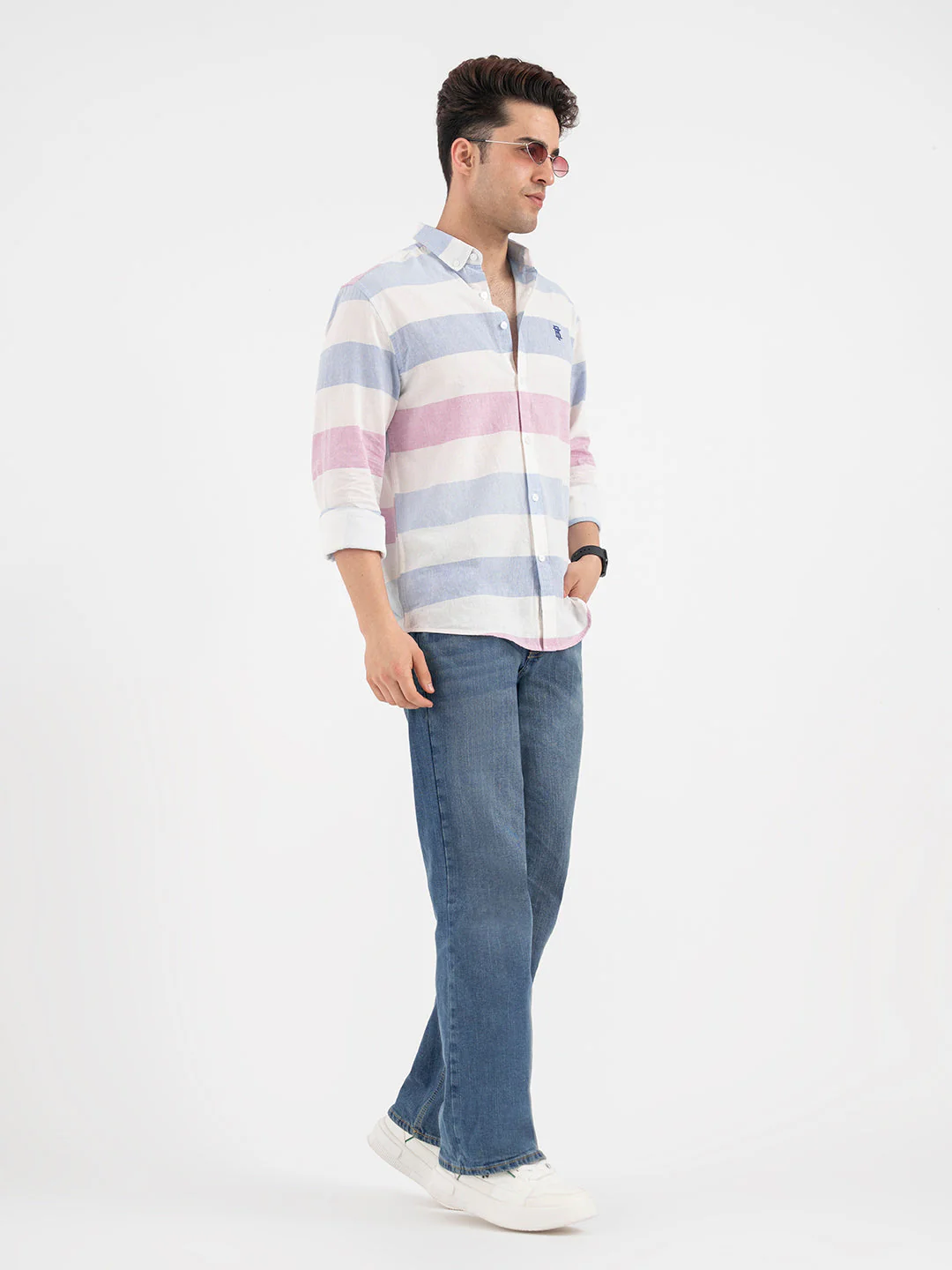 Red Tape Blue Striped Shirt for Men - Image 5