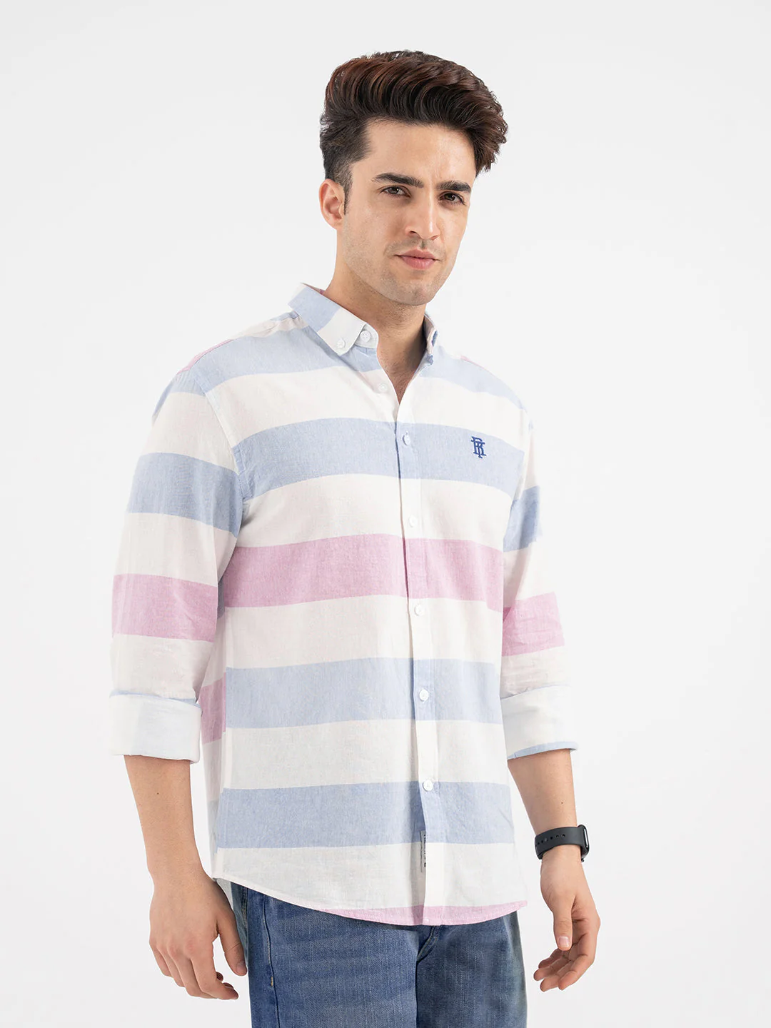 Red Tape Blue Striped Shirt for Men - Image 6