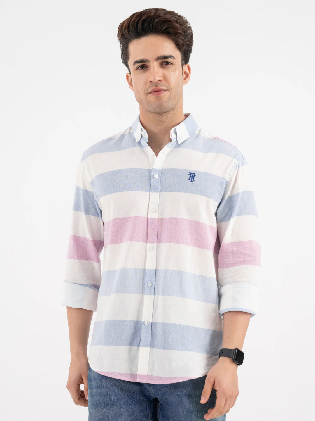 Red Tape Blue Striped Shirt for Men - Image 7