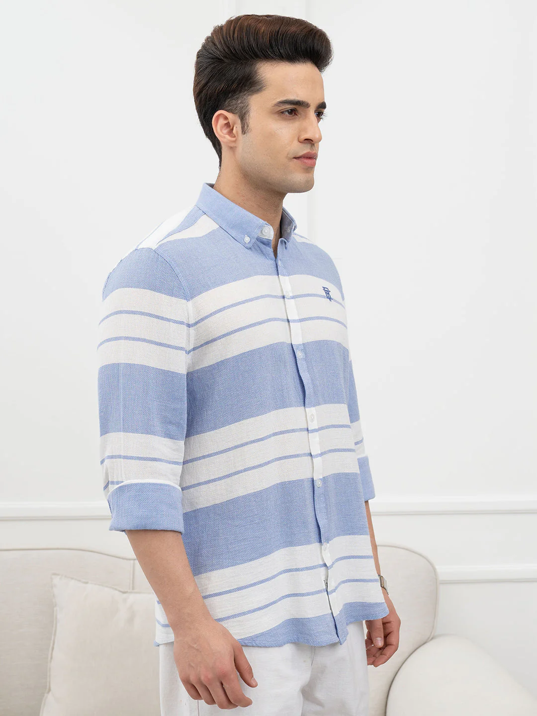 Blue and White Shirt for Men - Image 6