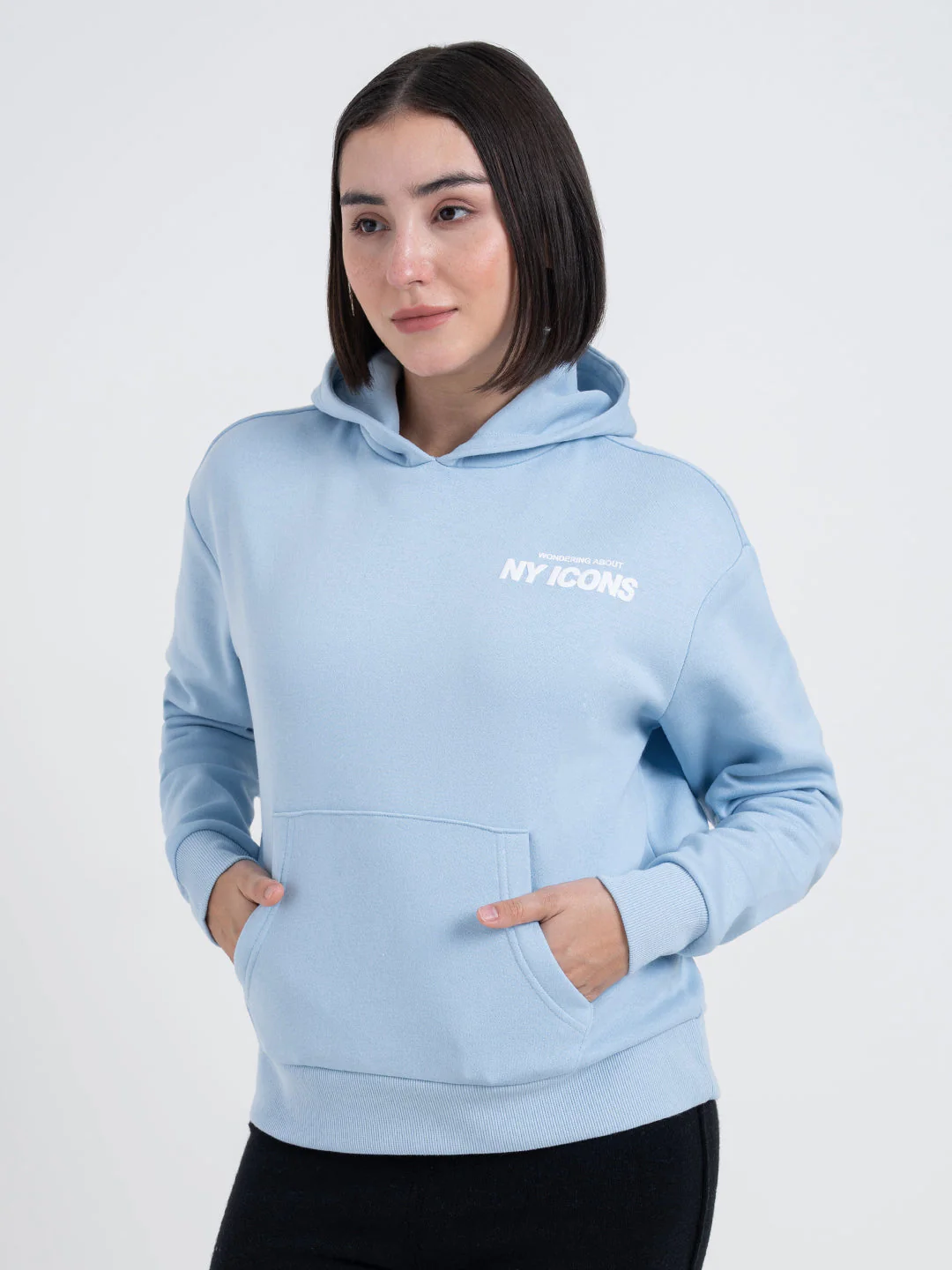 Blue Graphic Winter Hoodie for Women | Cozy Winter Essential - Image 2