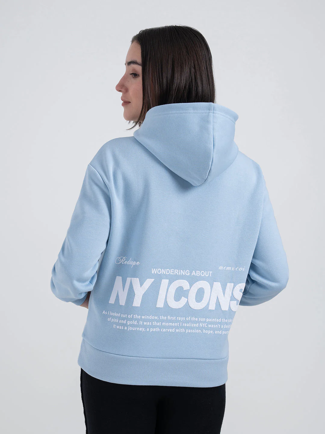 Blue Graphic Winter Hoodie for Women | Cozy Winter Essential - Image 3