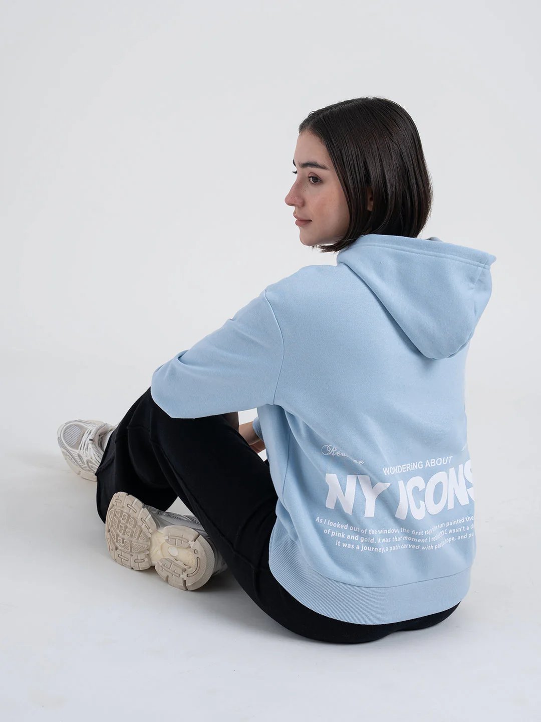 Blue Graphic Winter Hoodie for Women | Cozy Winter Essential - Image 5