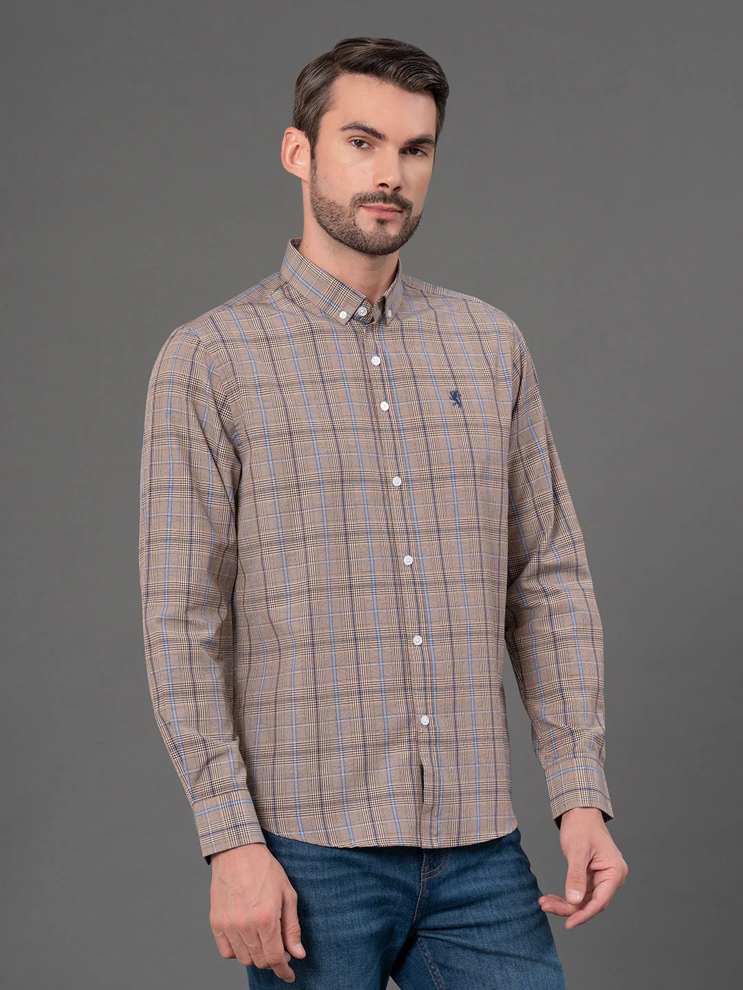 Brown Checked Shirt for Men - Image 2
