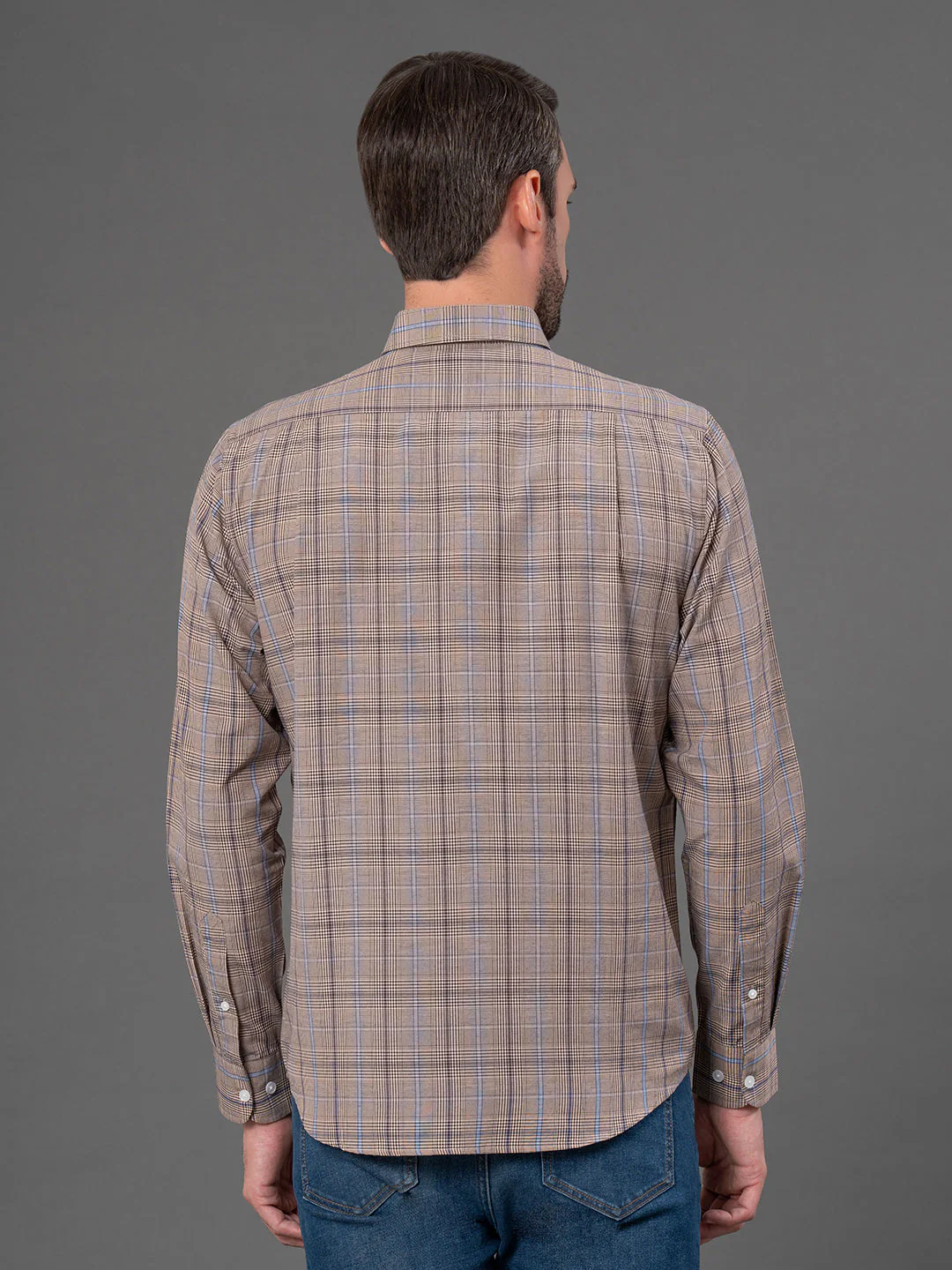 Brown Checked Shirt for Men - Image 3