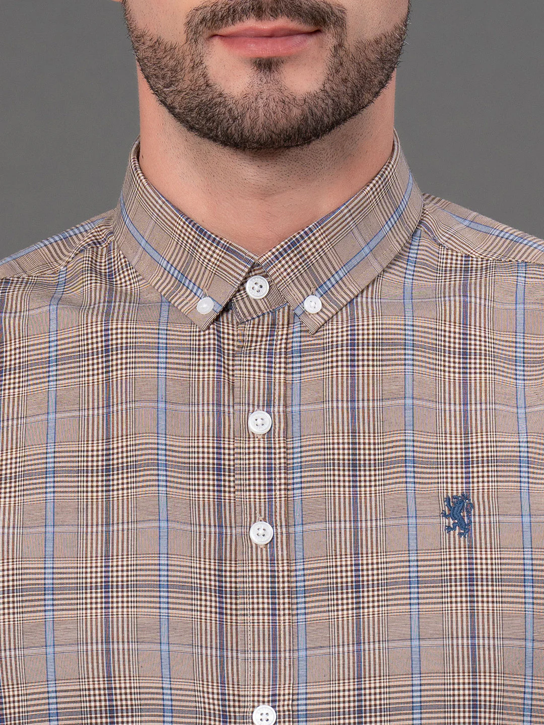 Brown Checked Shirt for Men - Image 4
