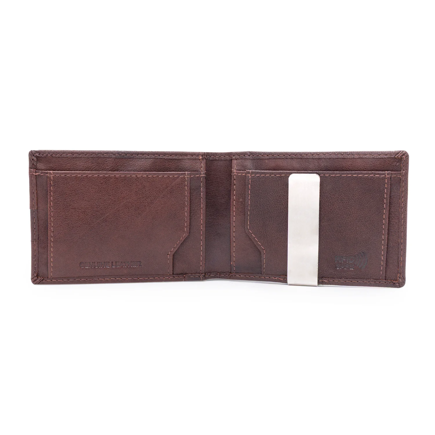 Brown Leather Two Fold RFID Wallet - Image 2