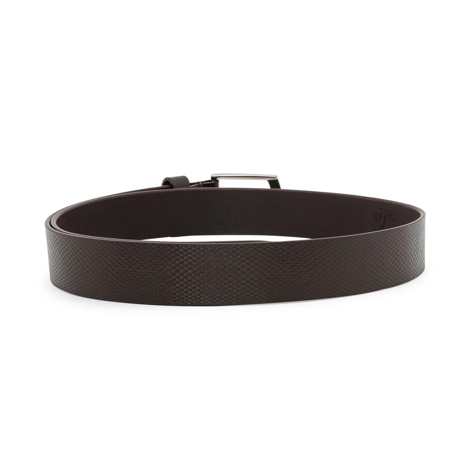Brown Textured Leather Belt for Men - Image 4