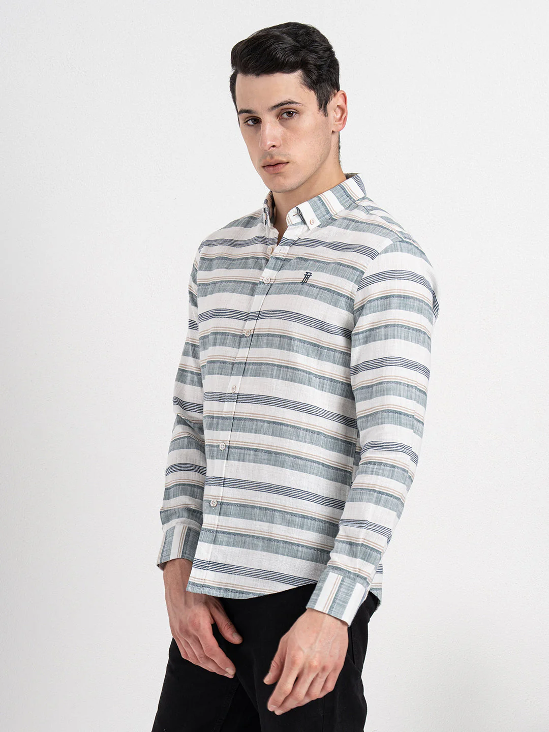 Button Down Striped Shirt for Men - Image 3