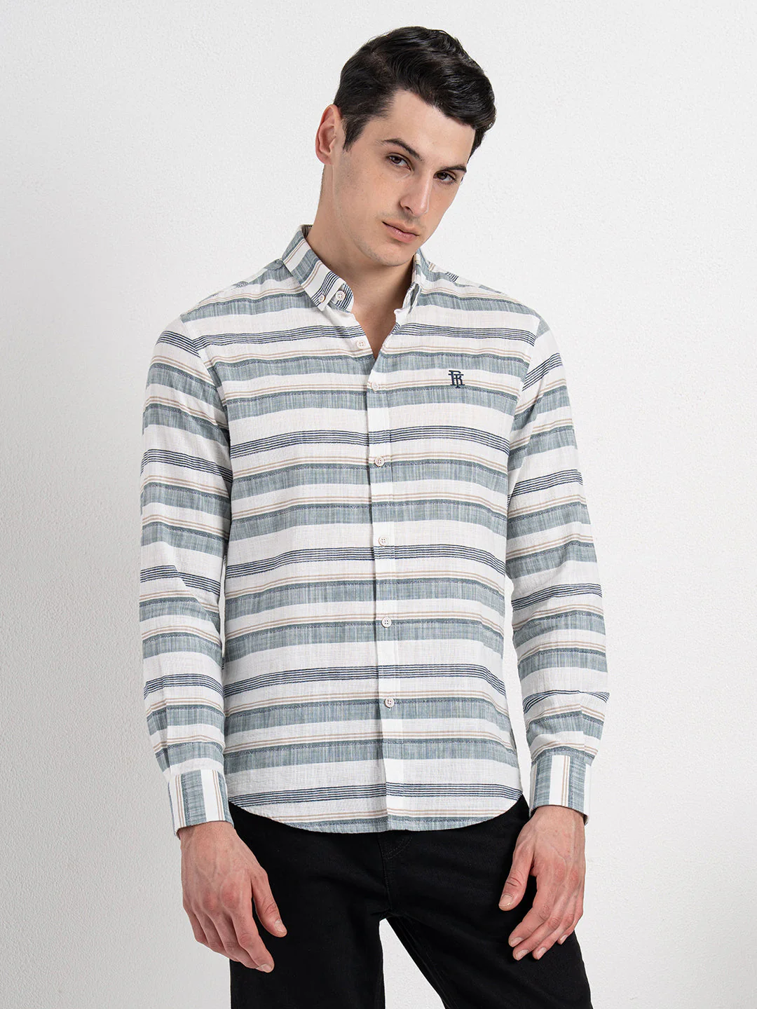 Button Down Striped Shirt for Men - Image 6
