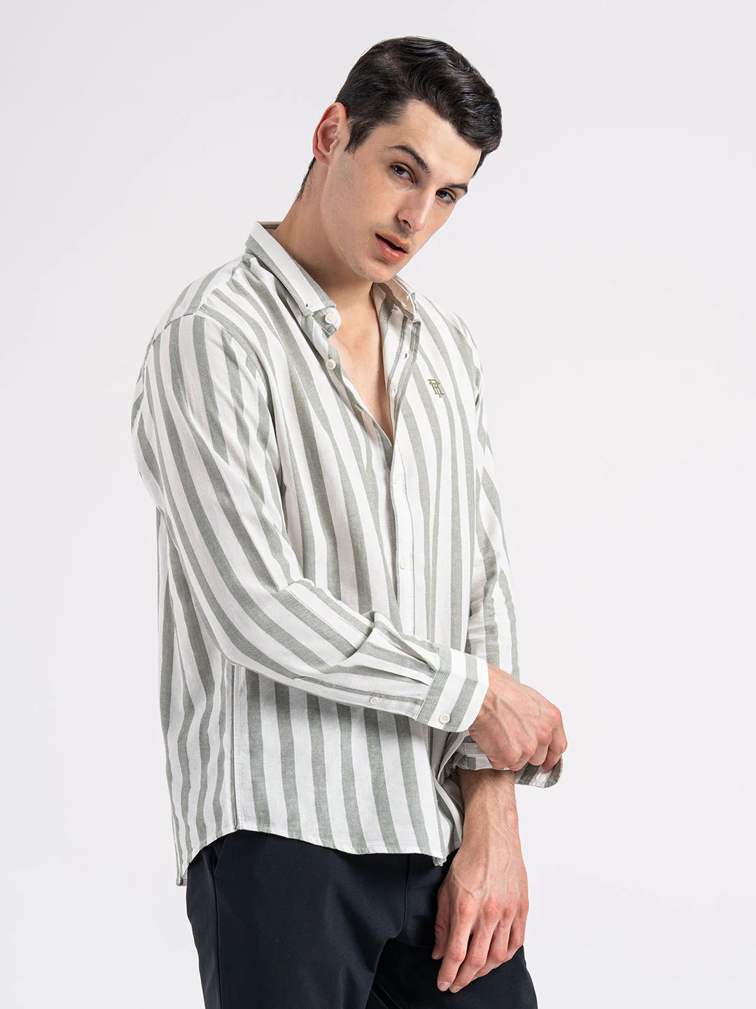 Button Down Striped Shirt for Men - Image 3