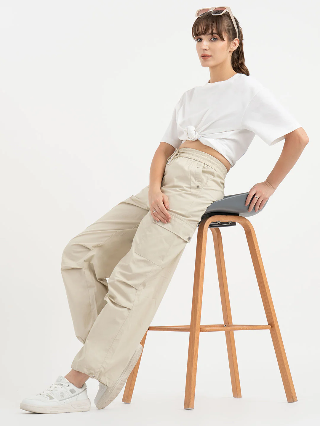 Cargo Pants for Women in Beige - Image 5