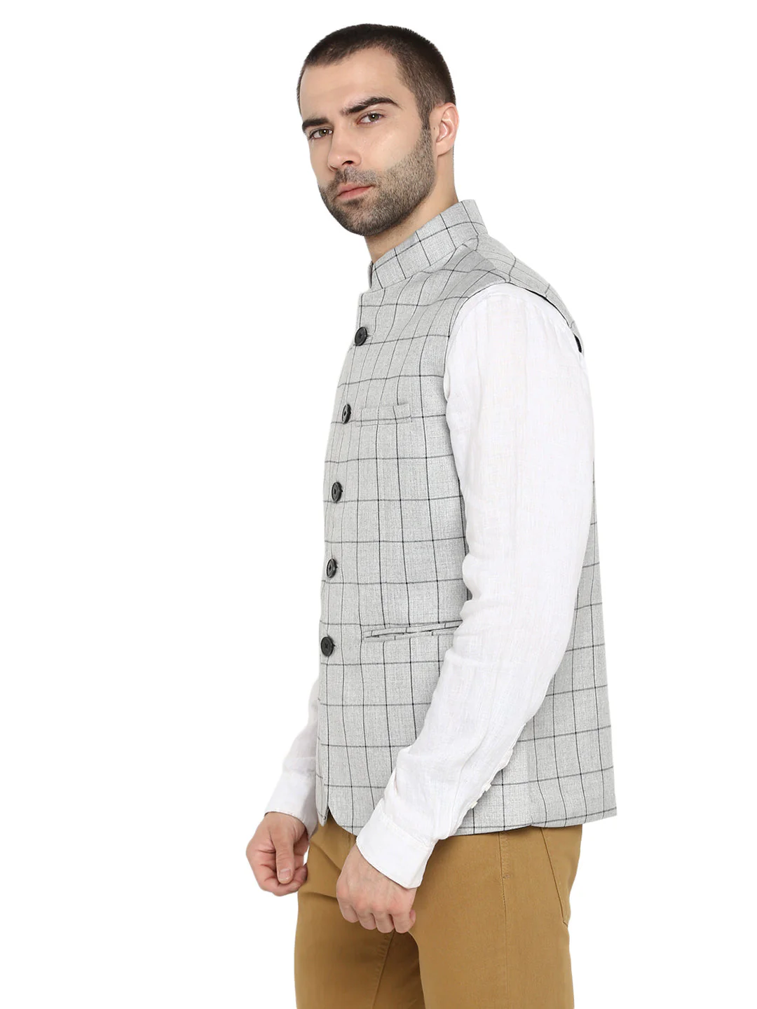 Checked Nehru Jacket for Men | A Perfect Fusion of Comfort & Classic Elegance - Image 2