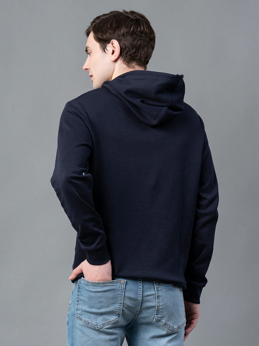 Classic Navy Casual Hoodie for Men - Image 3