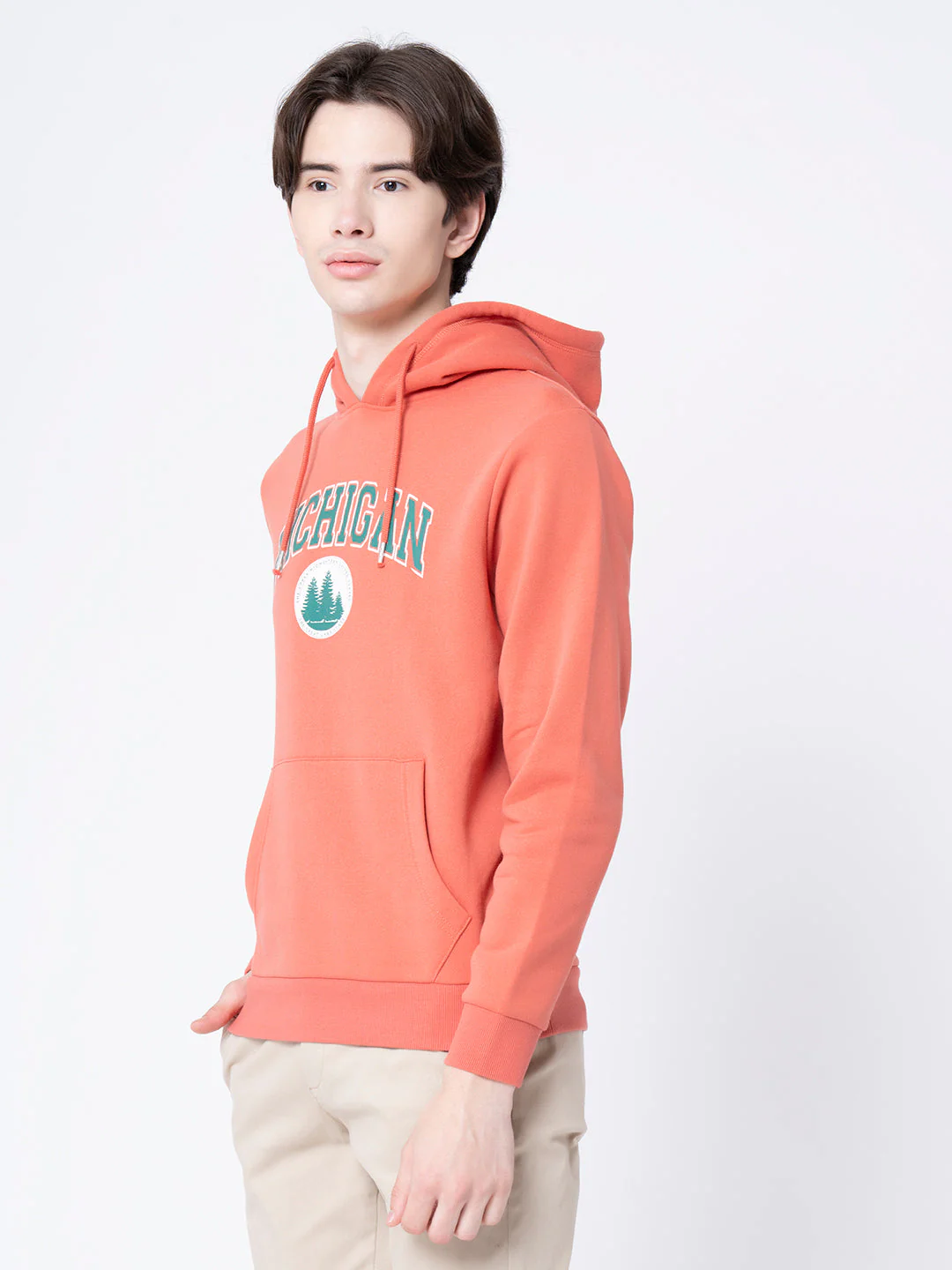 Coral Graphic Print Hoodie for Men - Image 2