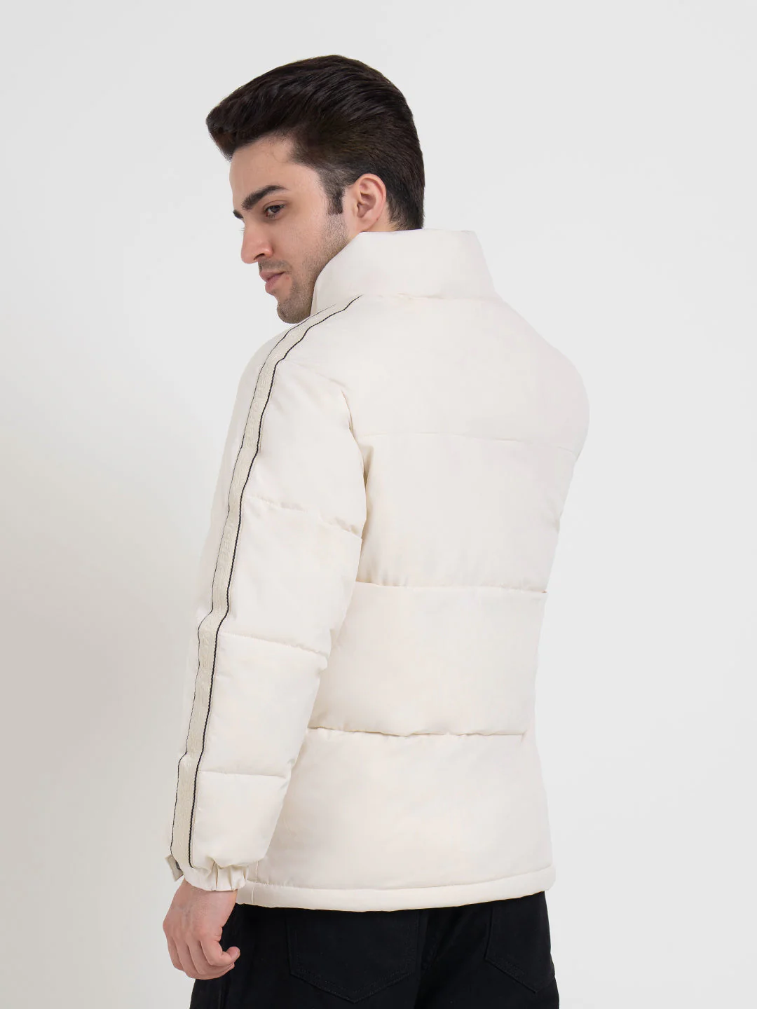 Cream Padded Jacket For Men | Full-Sleeve Light Weight Winter Protection - Image 4