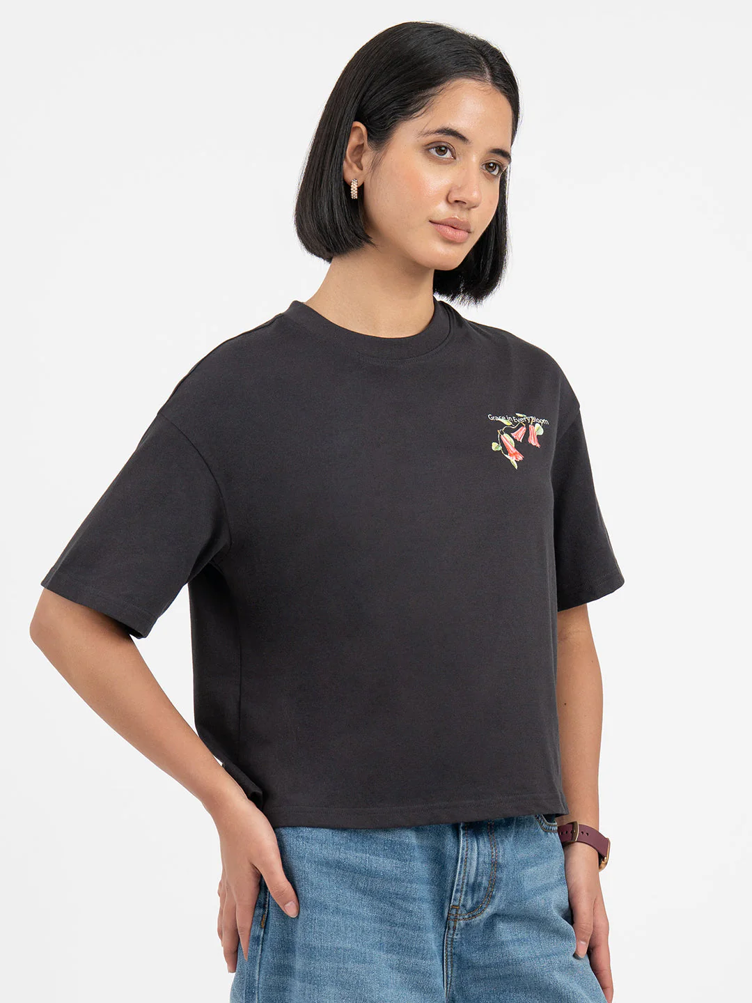 Dark Grey T-Shirt for Women - Image 6
