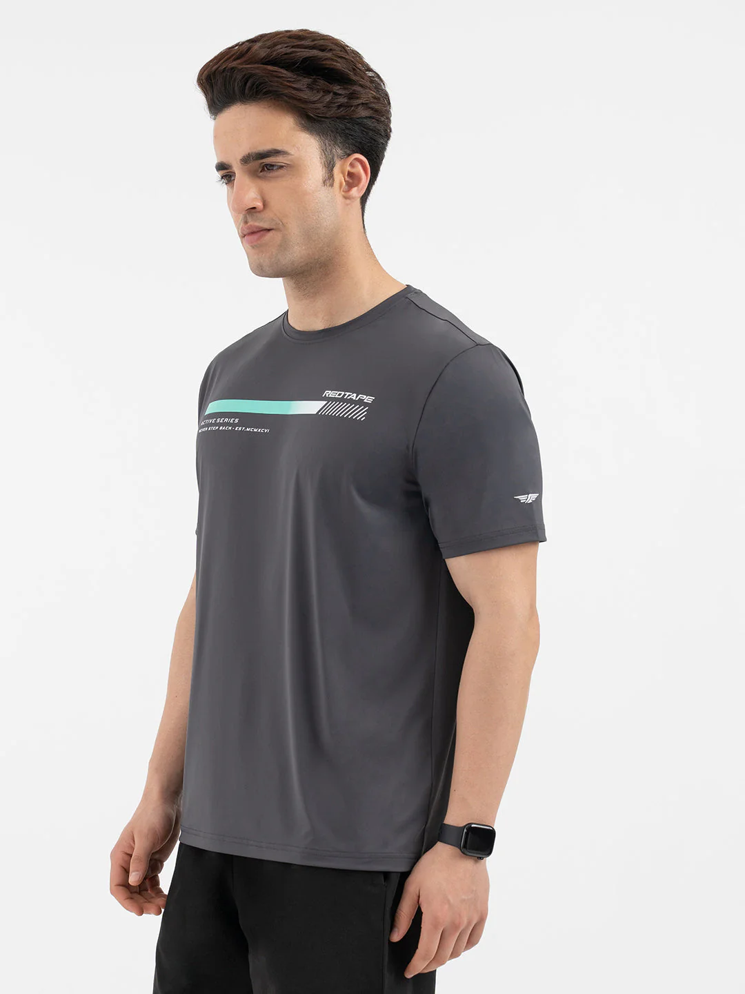 Red Tape Dark Grey T-Shirt for Men | Graphic Activewear - Image 2
