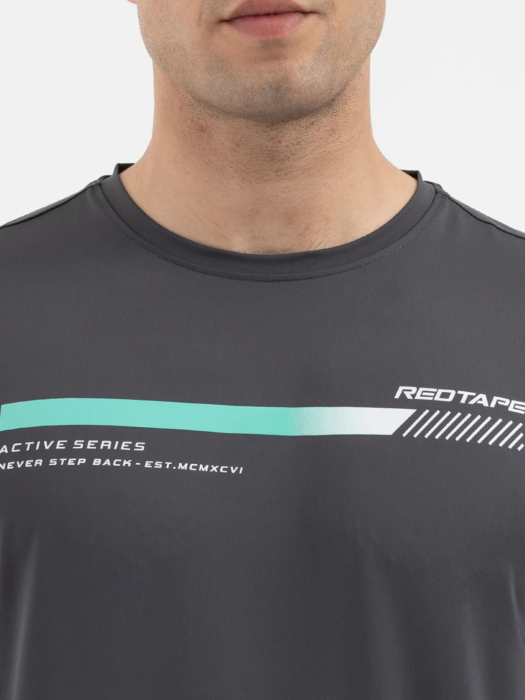 Red Tape Dark Grey T-Shirt for Men | Graphic Activewear - Image 4