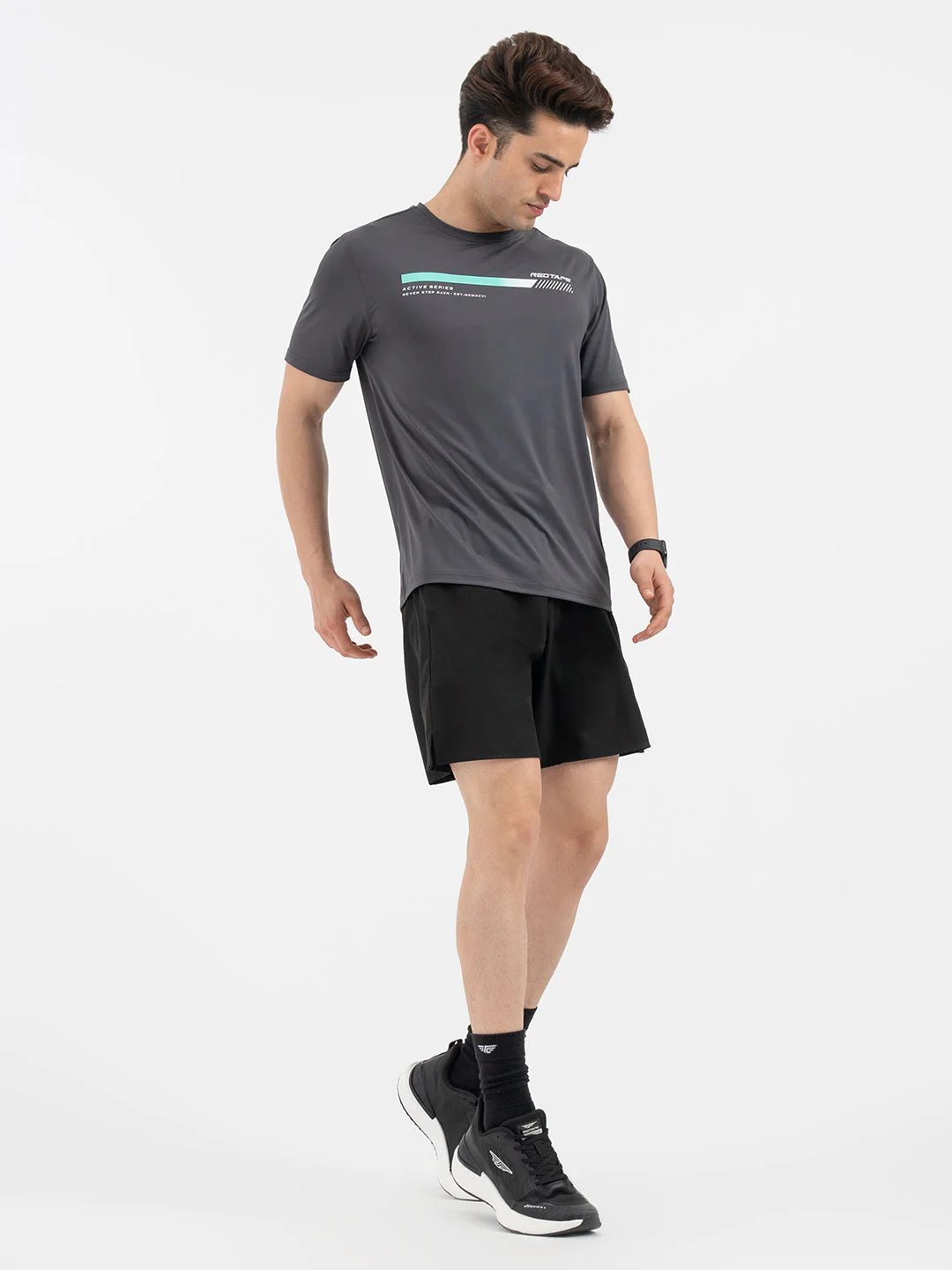 Red Tape Dark Grey T-Shirt for Men | Graphic Activewear - Image 5