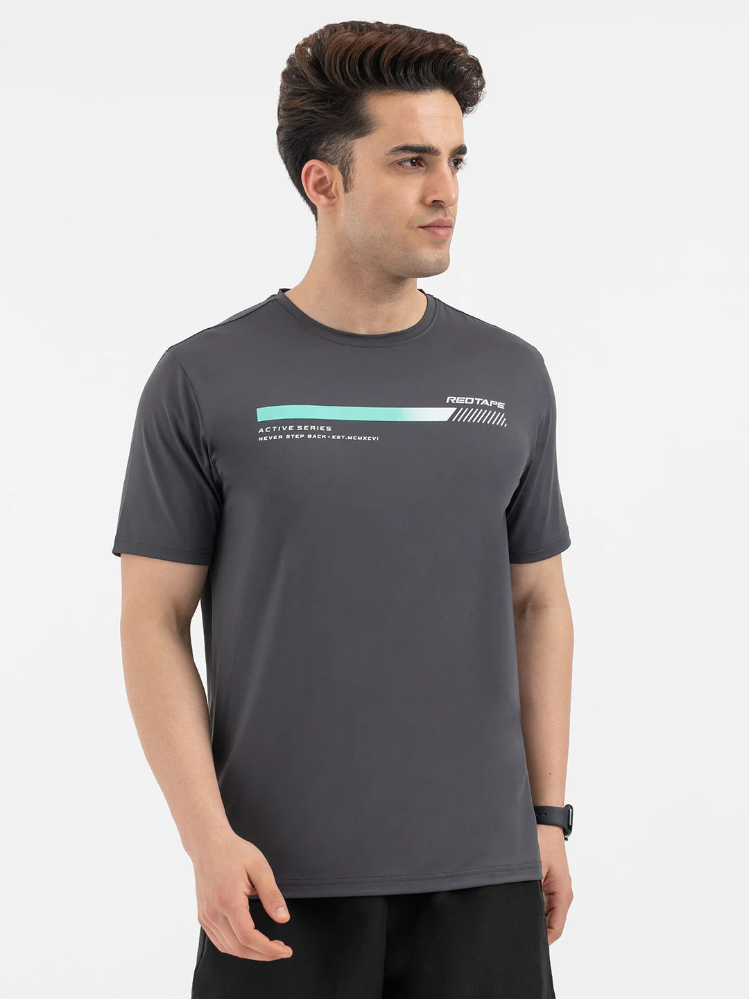 Red Tape Dark Grey T-Shirt for Men | Graphic Activewear - Image 7