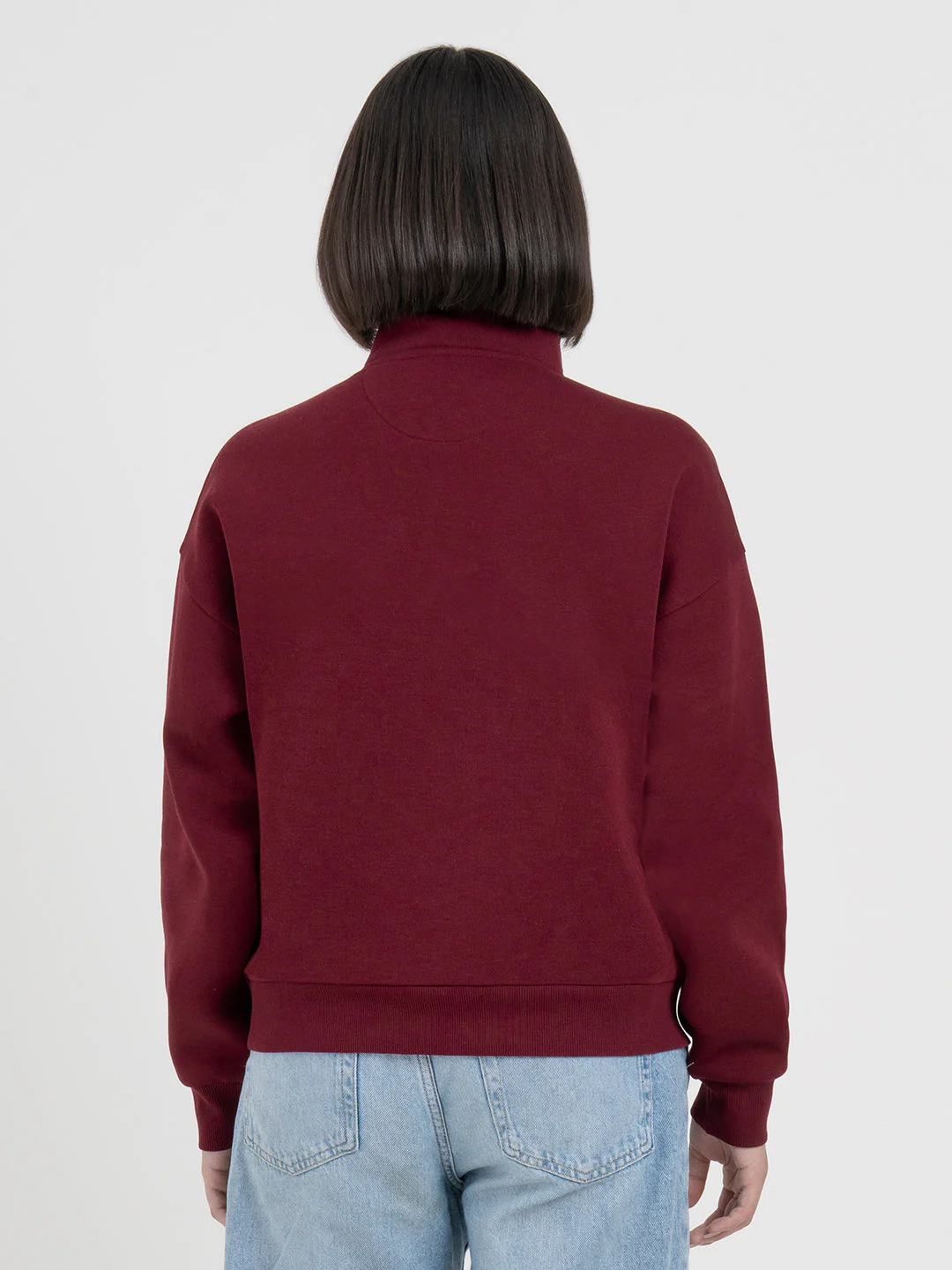 Dark Maroon Half-Zip Sweatshirt for Women | Cozy Casual Comfort - Image 4