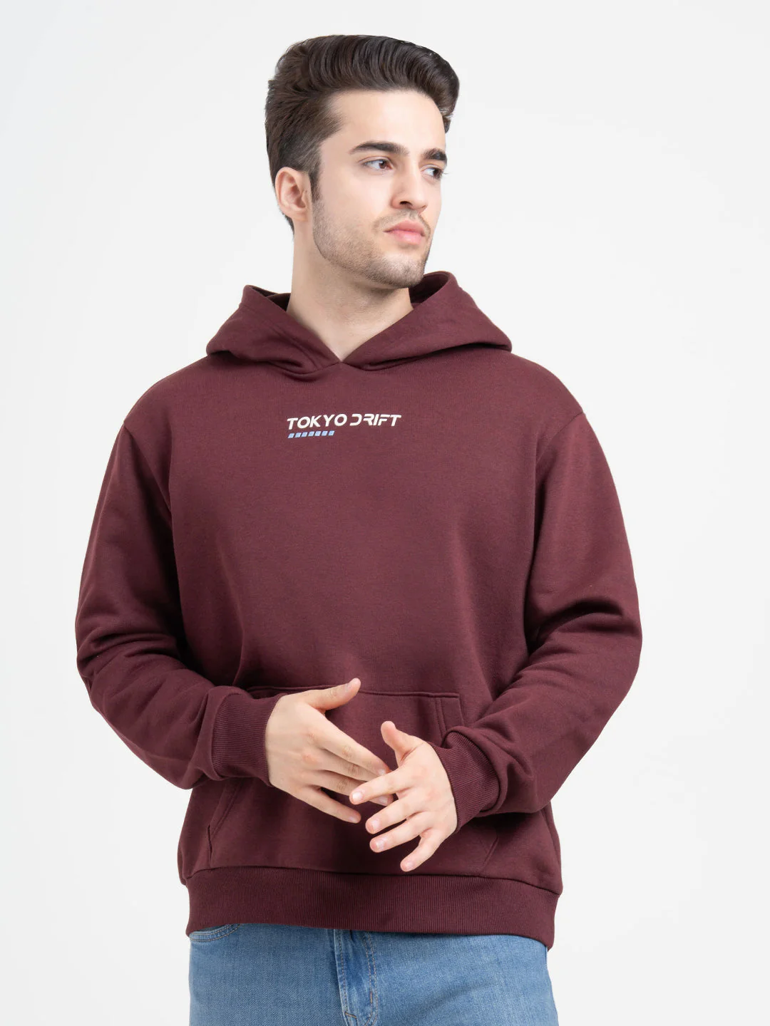 Dark Maroon Hoodies for Men | Bold Graphic Winter Style - Image 3