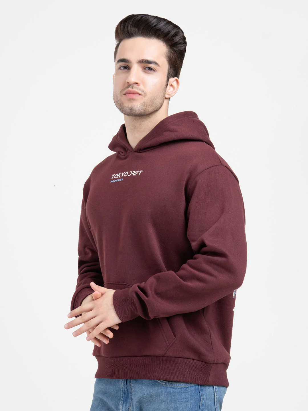 Dark Maroon Hoodies for Men | Bold Graphic Winter Style - Image 4