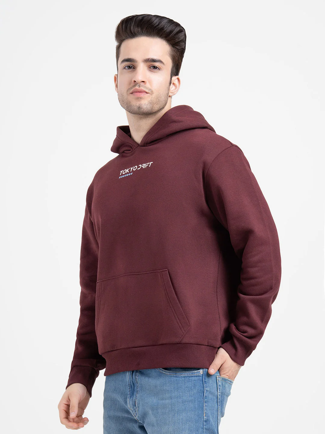 Dark Maroon Hoodies for Men | Bold Graphic Winter Style - Image 7