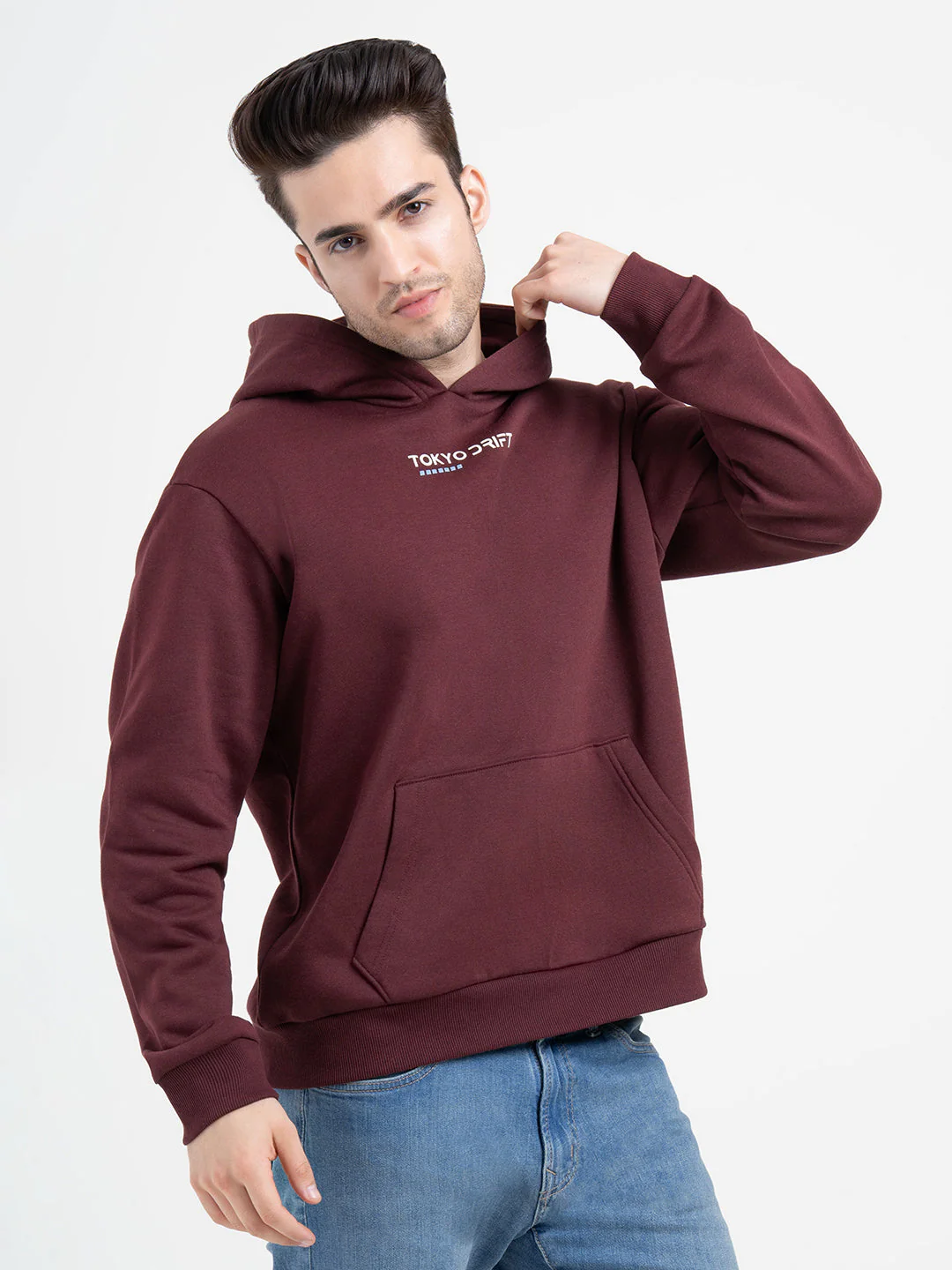 Dark Maroon Hoodies for Men | Bold Graphic Winter Style - Image 8