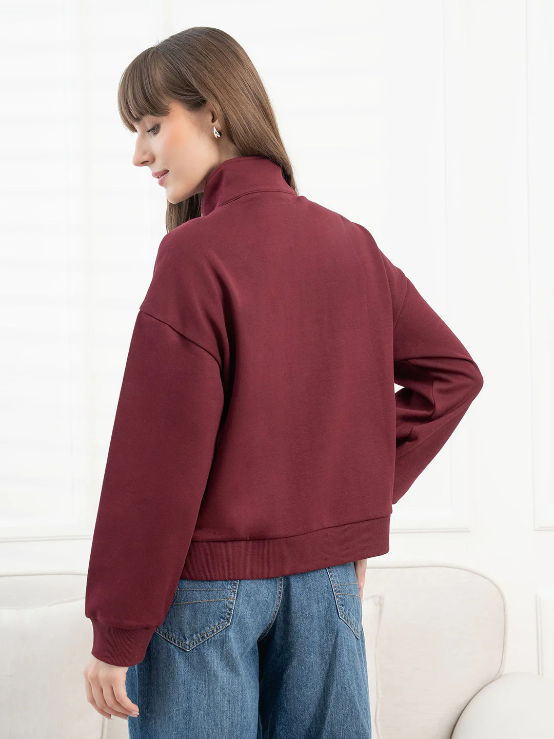 Dark Maroon Sweatshirt for Women - Image 4