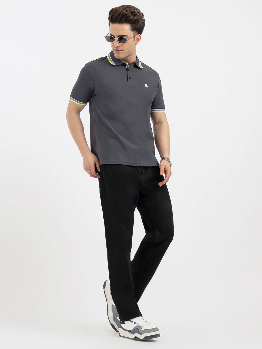 Red Tape Dark Grey Polo T-Shirt for Men - Image 5